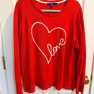 Women’s Apt. 9 Red Crewneck Sweater with White Trim Size XL